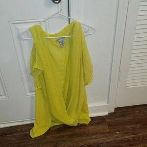 Catherine's Plus Size Blouse 22/24 W green and white pretty flowy pattern😍